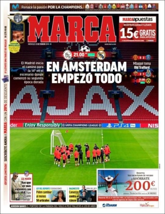 Portada MARCA miércoles 13 de febrero 2019