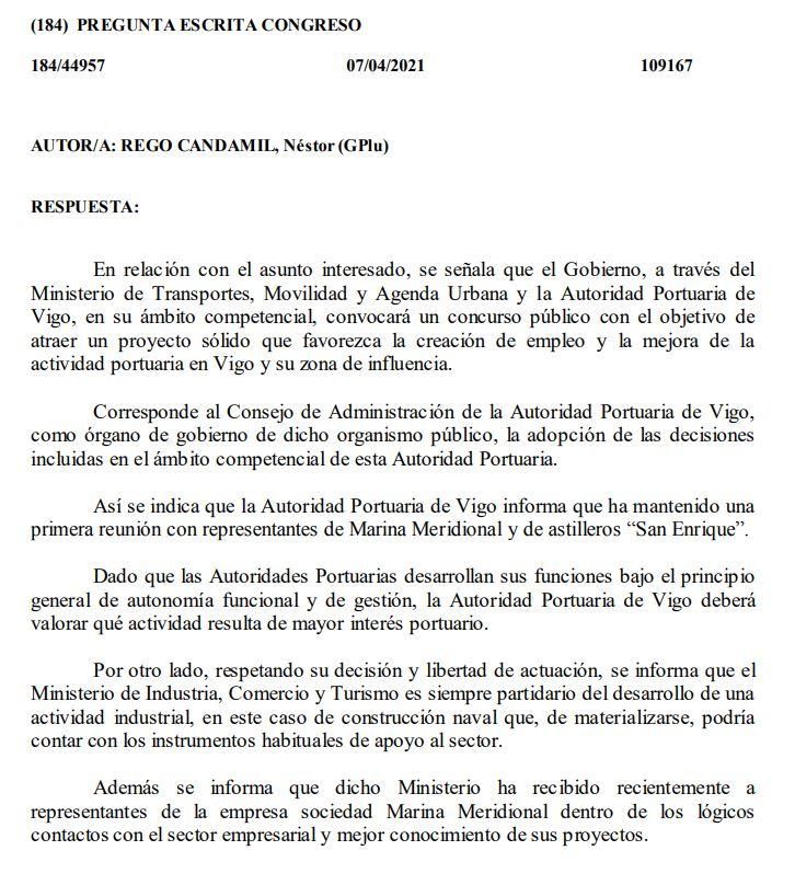 Respuesta del Gobierno sobre los terrenos de Vulcano