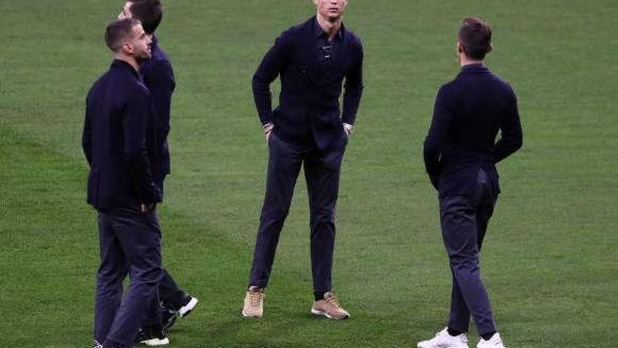 Ronaldo, ayer, durante la visita de la Juventus al Wanda. // Efe