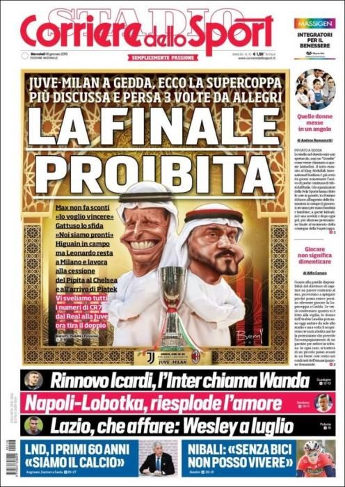 Portada CORRIERE DELLO SPORT miércoles 16 enero