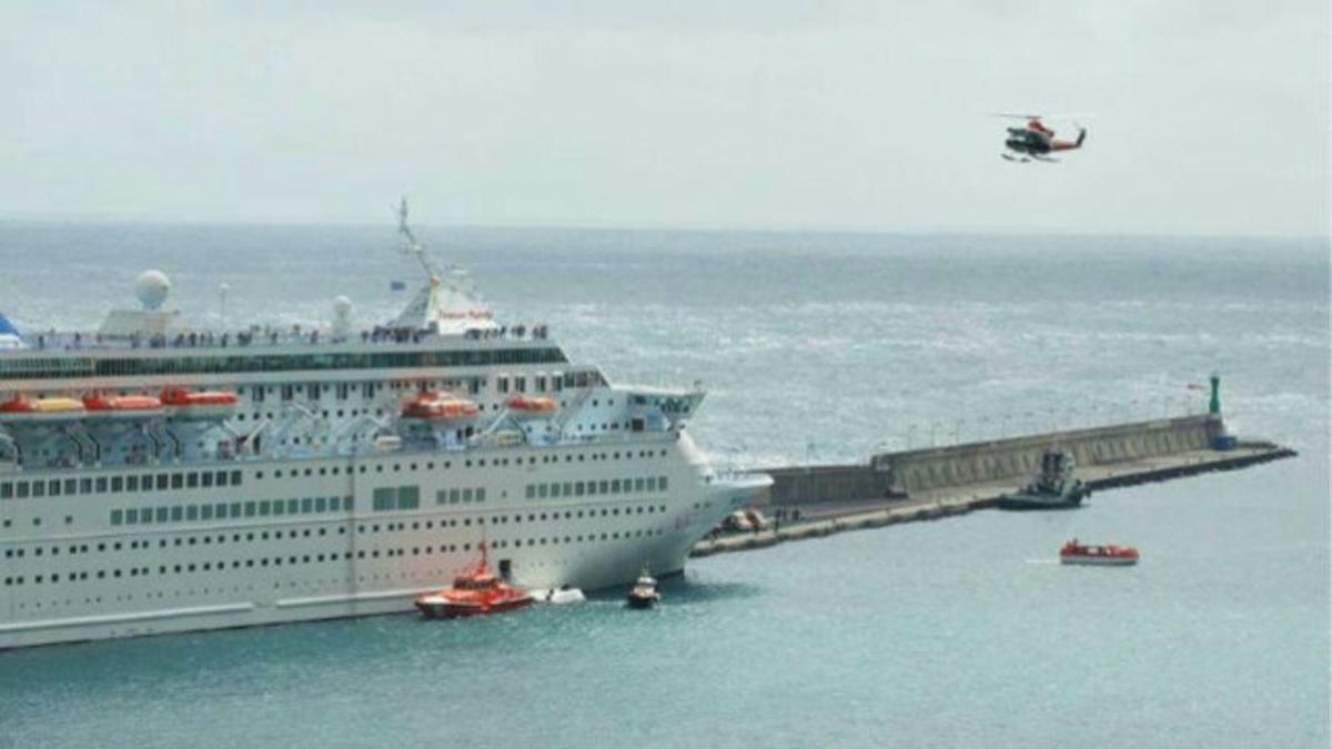 Imagen del simulacro del crucero de La Palma. TWITTER / ÓSCAR PÉREZ