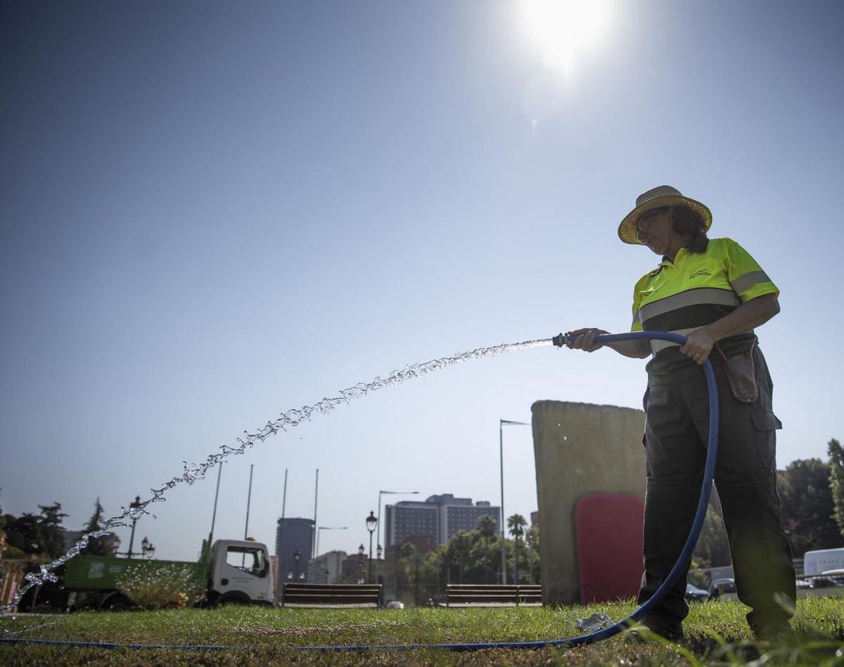 Els jardiners exigeixen continuar regant per salvar les zones verdes