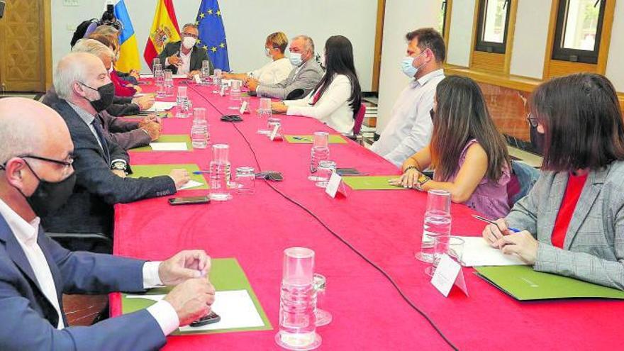 Reunión de seguimiento del Plan Reactiva Canarias, ayer, en Presidencia del Gobierno, en Las Palmas de Gran Canaria. | | ELVIRA URQUIJO A. /EFE