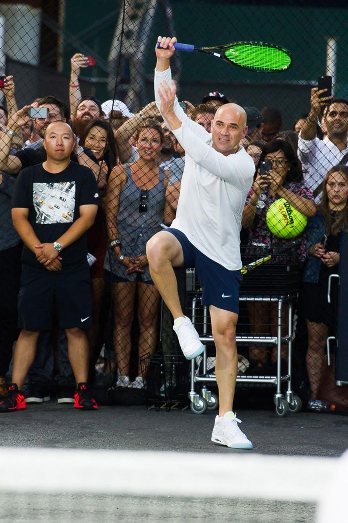 Andre Agassien el rodaje del spot de Nike en Nueva York