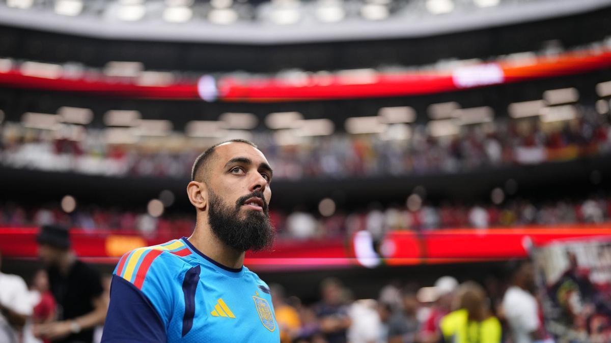 El delantero del Celta y España, Borja Iglesias, durante los octavos de final del Mundial ante Portugal.