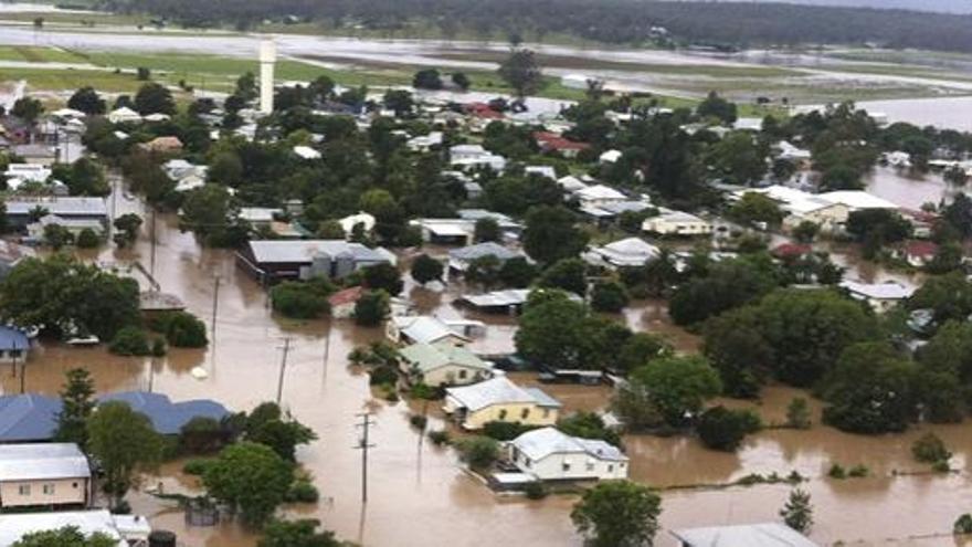 Imagen de Brisbane anegada por las aguas.