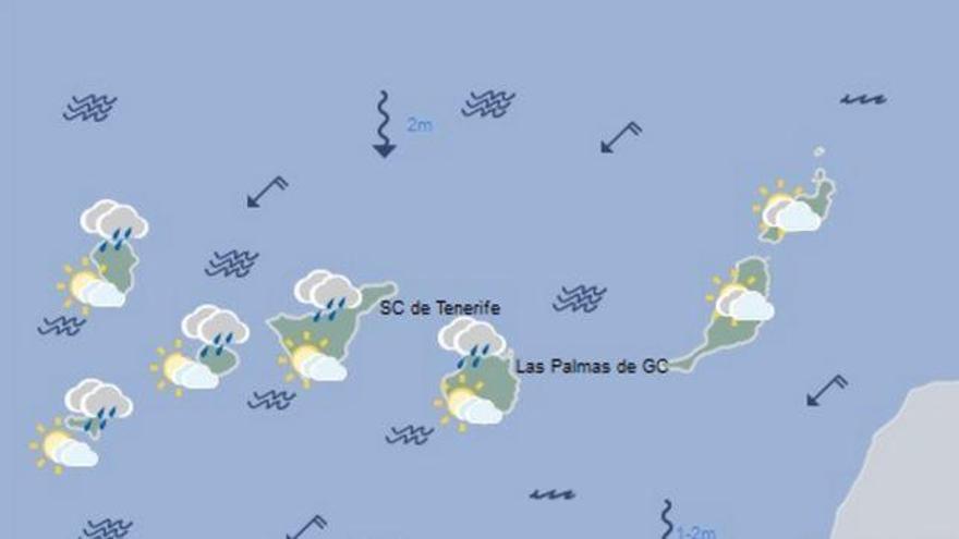 Nubes y lluvias débiles en el norte de las Islas