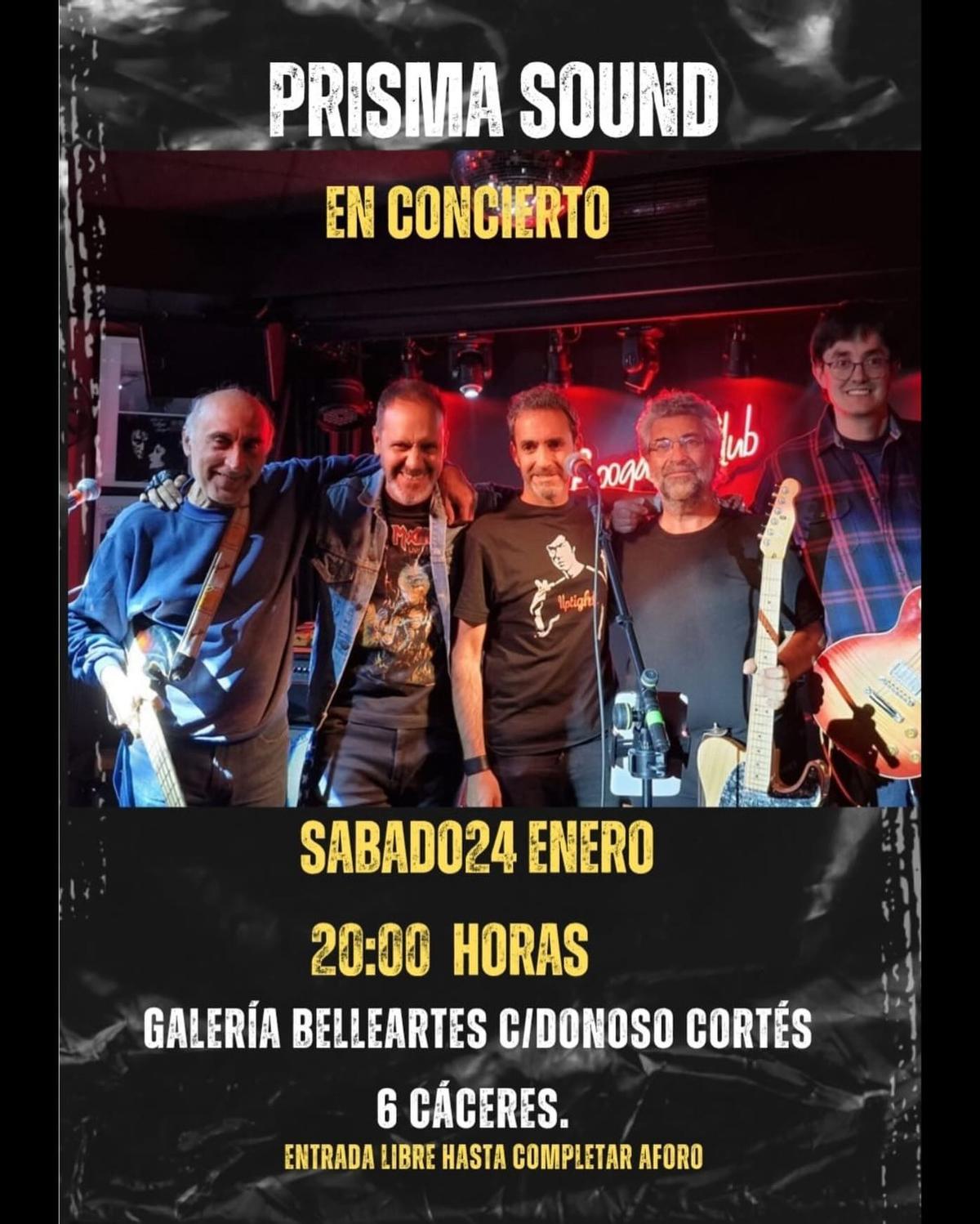 Cartel oficial del concierto este sábado en Cáceres.