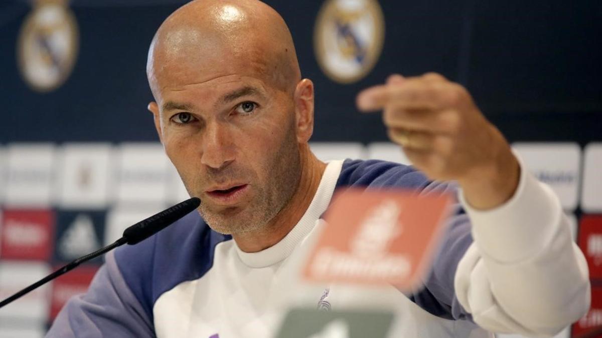 Zinedine Zidane, durante la rueda de prensa de este viernes en la ciudad deportiva de Valdebebas