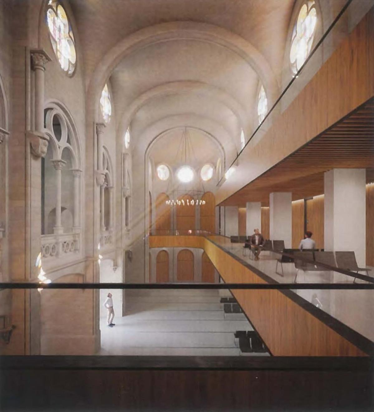 Render del interior de la capilla de la Misericòrdia convertida en ambulatorio