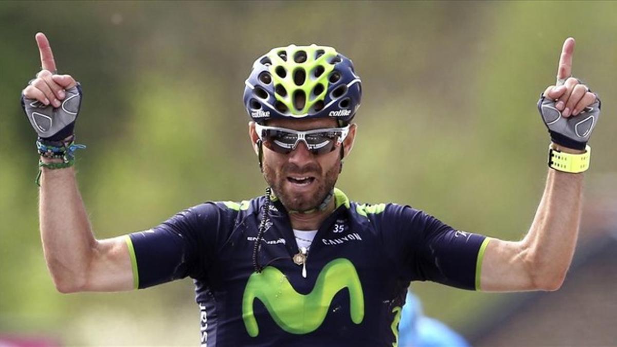 Alejandro Valverde, en el momento de imponerse en la Flecha Valona