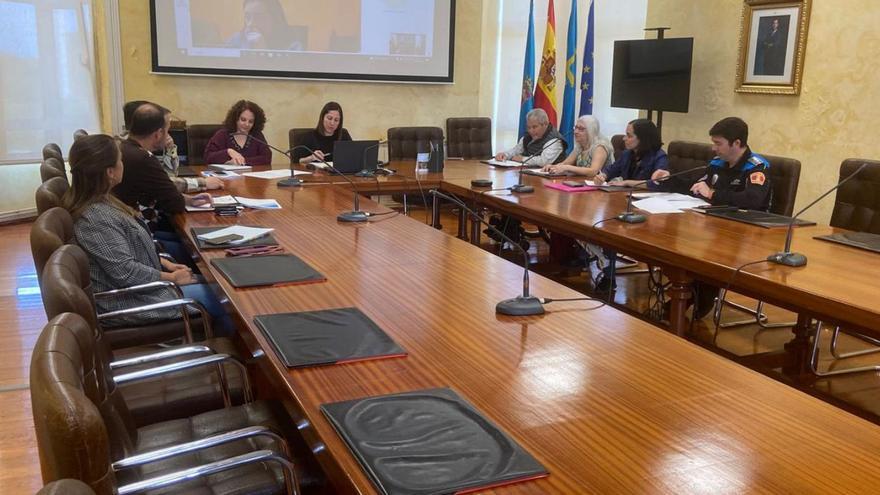 Reunión de la comisión de accesibilidad, ayer, en el salón de Plenos de Corvera, en Nubledo.