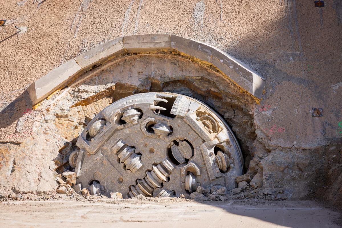 La tuneladora llega al embalse de Mularroya, el pasado 1 de marzo.