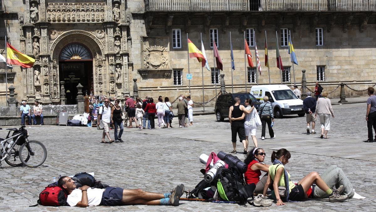 Peregrinos en el Obradoiro