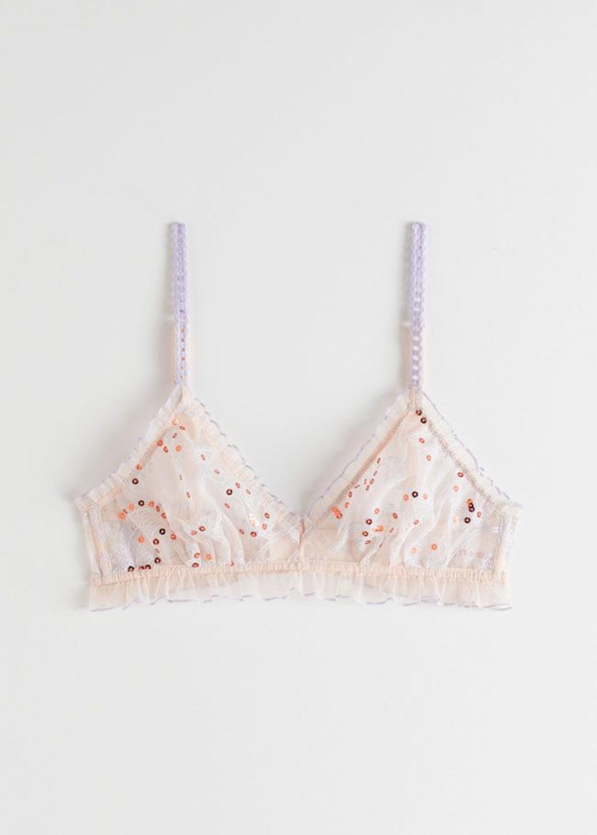 Sujetador bralette en encaje floral y lentejuelas de &OtherStories