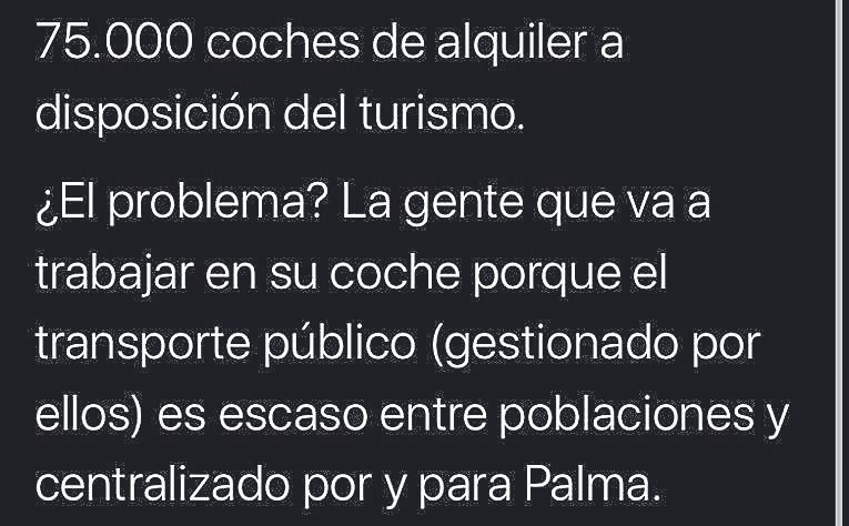 Un tuit criticando el centralismo de Palma.