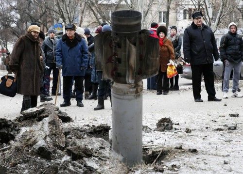Restos de un cohete en las calles de la ciudad de Kramatorsk, Ucrania