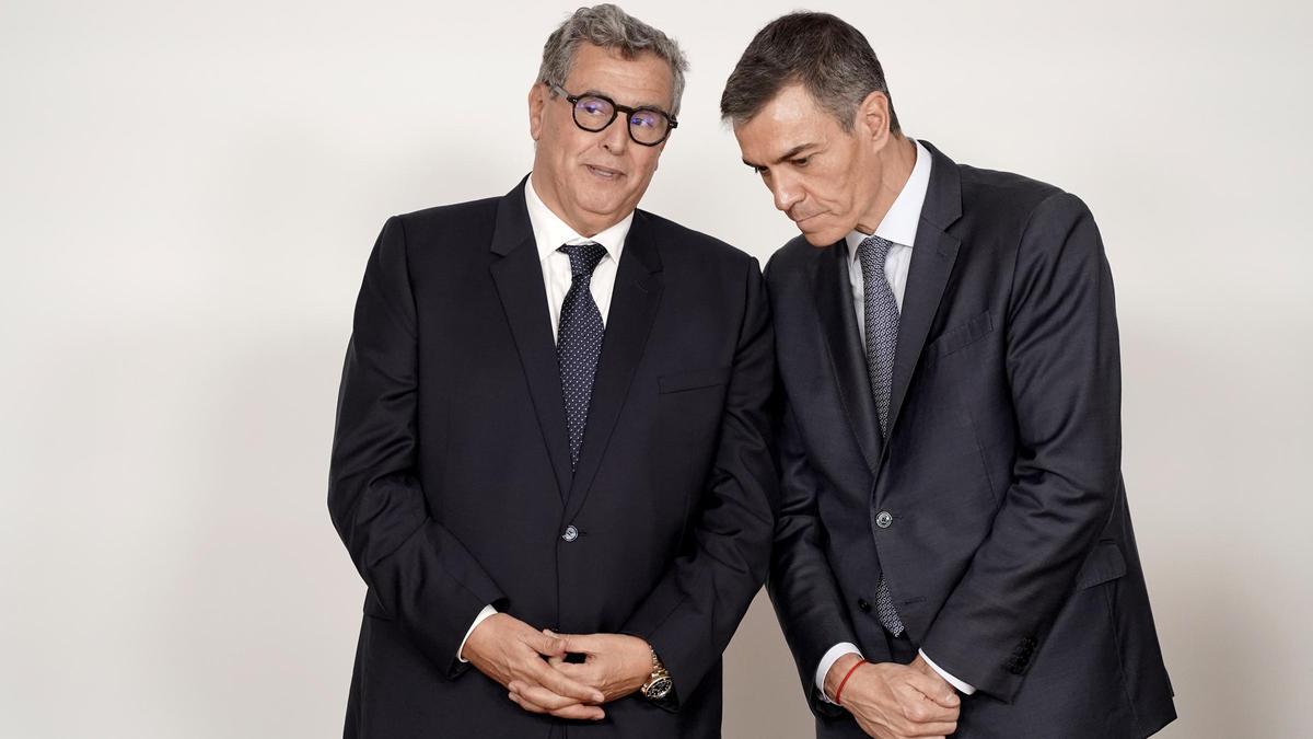 Aziz Akhannouch, presidente del Gobierno de Marruecos, y Pedro Sánchez, presidente del Gobierno. XIII Reunión de Alto Nivel España - Marruecos.