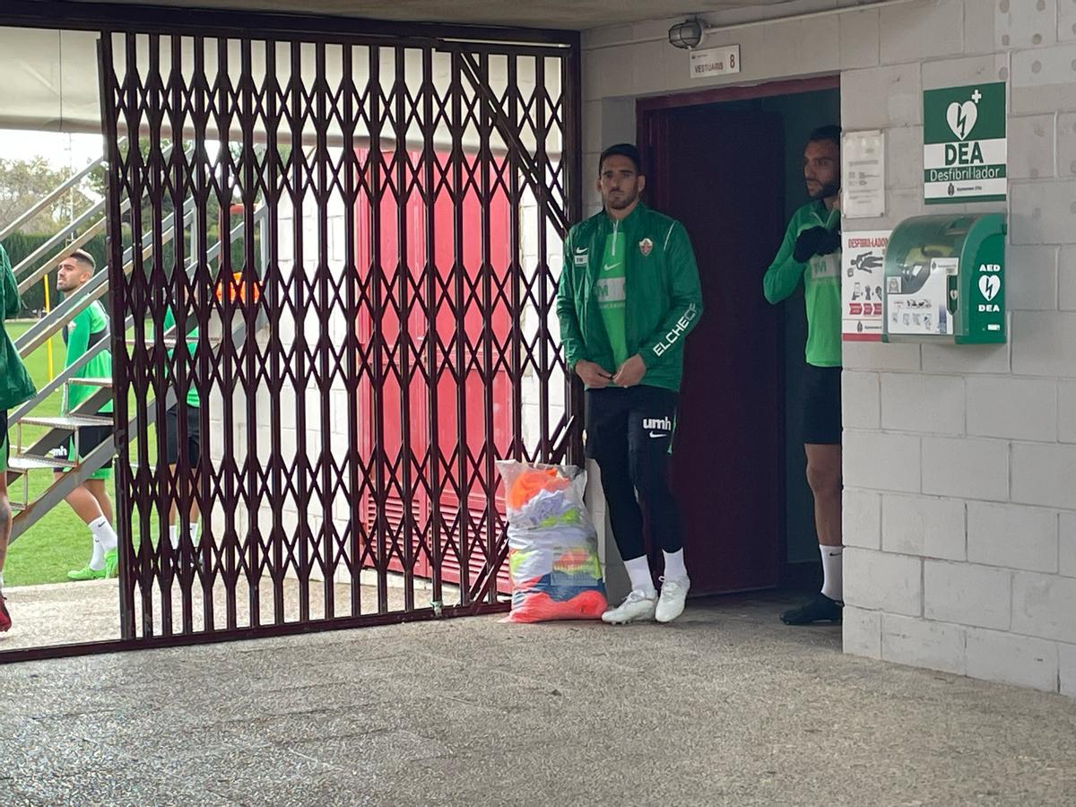 Bigas en el Díez Iborra esta mañana para entrenar con el Elche cf