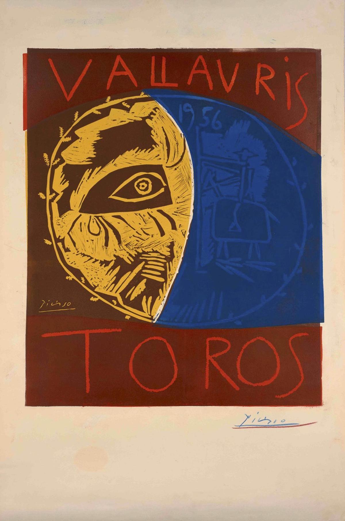 PABLO PICASSO, Vallauris Toros, 1956, Colour linocut, 99 x 63.7 cm/ 39 x 25.1 in. [H x W], gallery BASTIAN