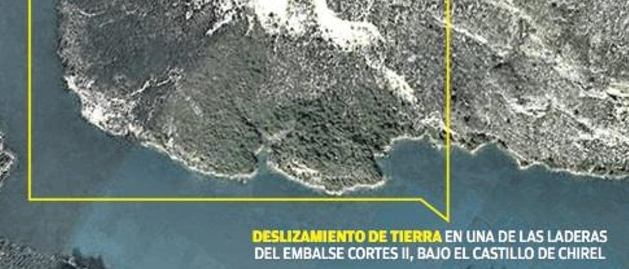 Dos laderas inestables amenazan con derrumbarse en el embalse de Cortes