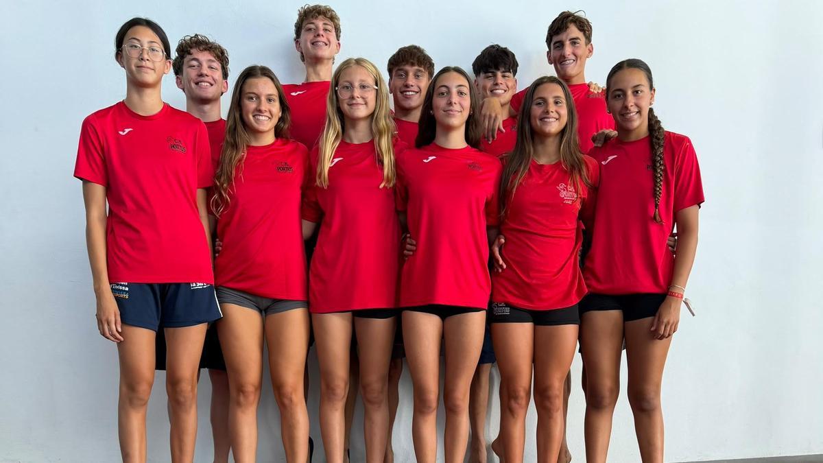 La expedición ibicenca del CN Portus, preparada para el Campeonato Balear.