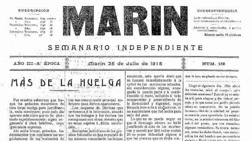 Una portada de &quot;Marín Semanario Independiente&quot;.  // S.A.