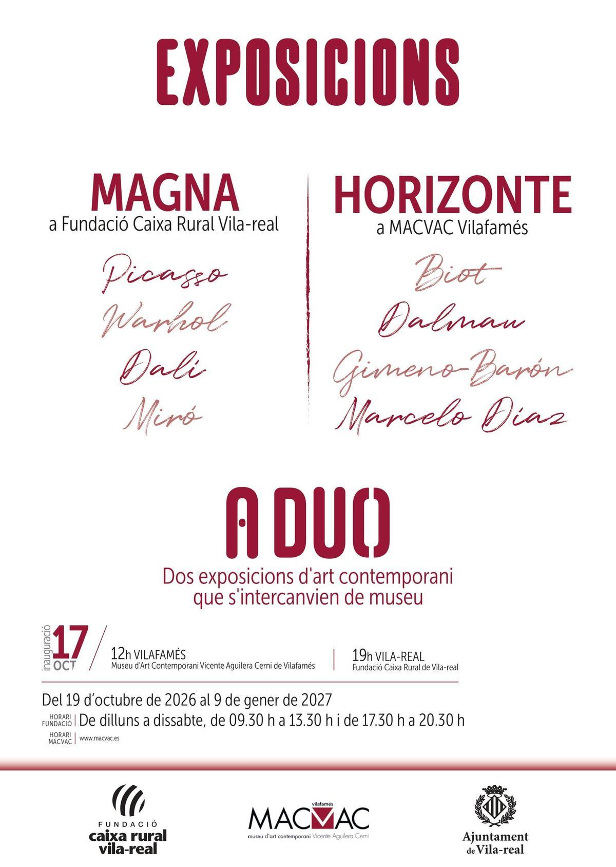 Cartel anunciados de las dos exposiciones simultáneas en Vila-real y Vilafamés.