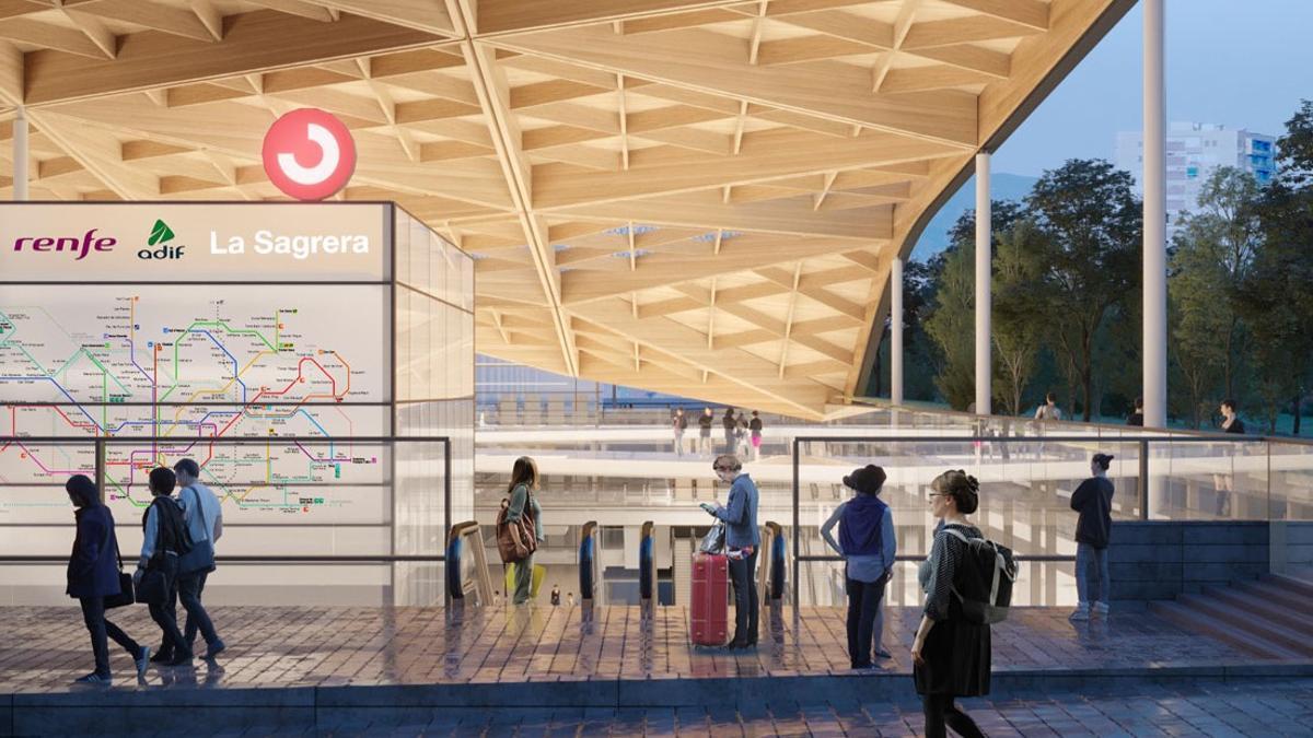 'Render' de uno de los accesos a la futura estación de la Sagrera