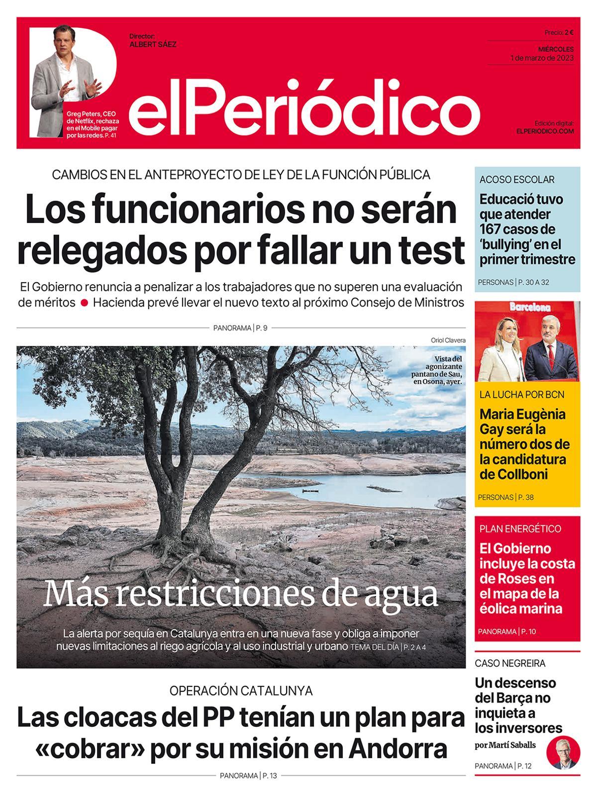 La portada d’EL PERIÓDICO de l’1 de març del 2023