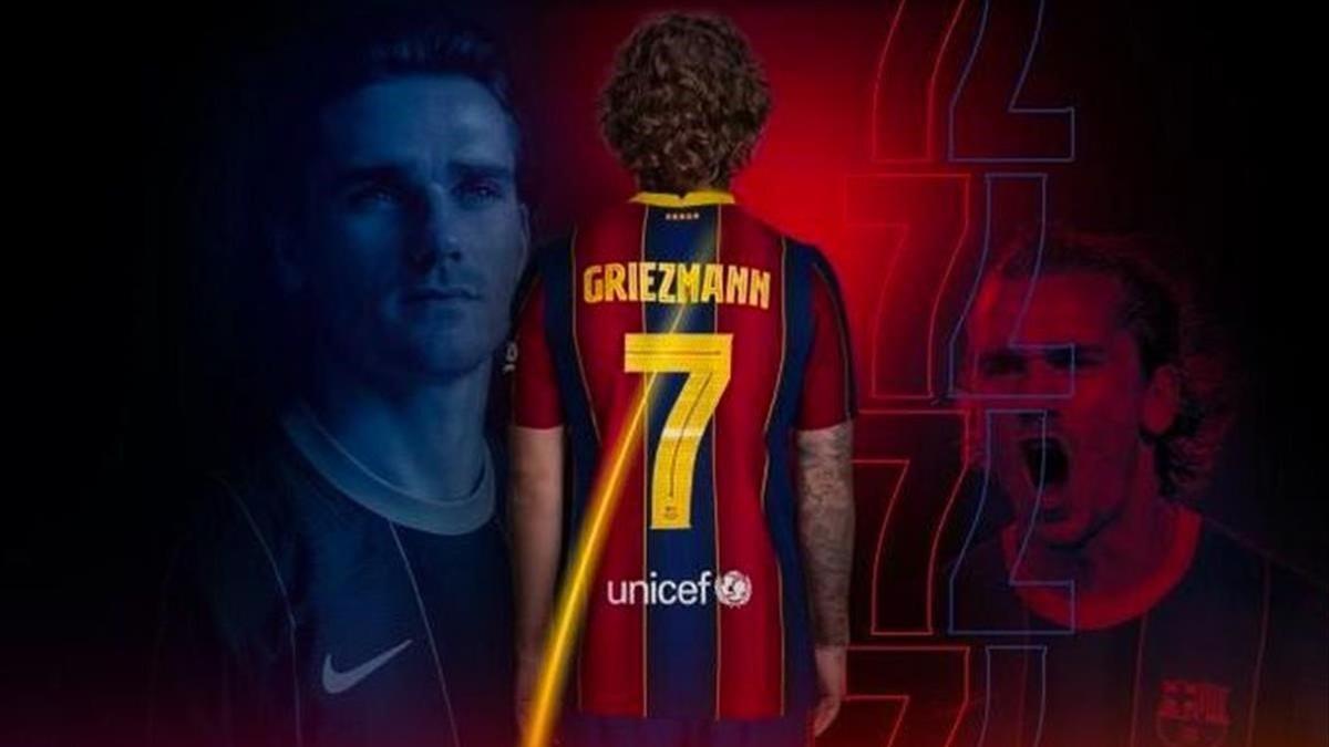 Griezmann, con el siete que lucirá esta temporada en el Barça.