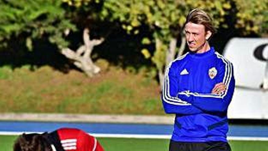 Guti, ayer en su primer entrenamiento con el Almería.