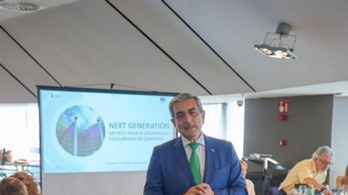 Román Rodríguez, durante una charla sobre los fondos europeos ‘NextGeneration’. | | LP/DLP