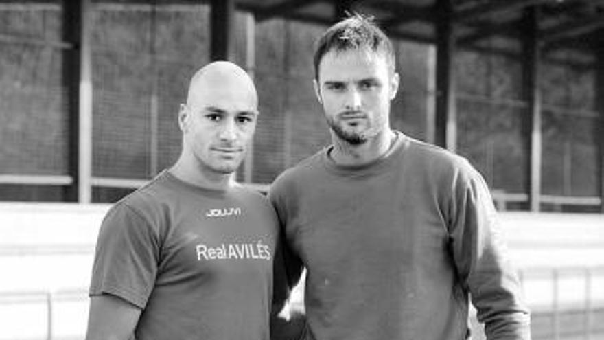 Miguel Suárez y Salva, en un entrenamiento del Avilés.