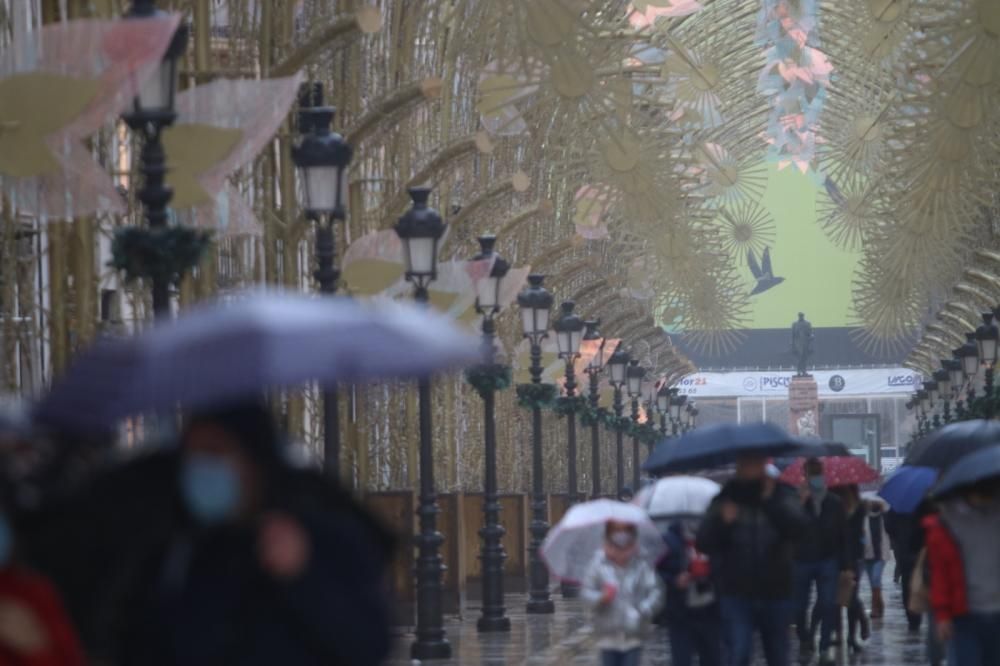 Lluvia en Málaga con la llegada de la borrasca Filomena.