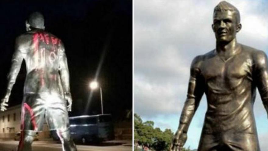La estatua de Cristiano, víctima de vandalismo