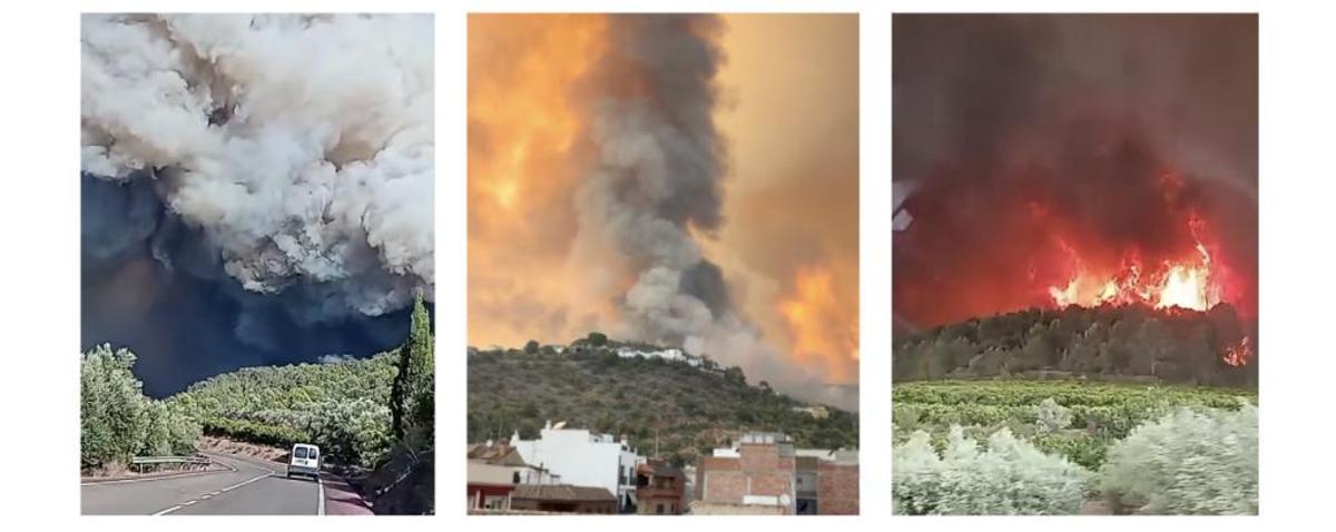Fotos del incendio. La primera la carretera de Artana de camino a Eslida.