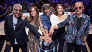 Florentino Fernández, Paula Echevarría, Santi Millán, Tamara Falcó y Risto Mejide, en Got Talent