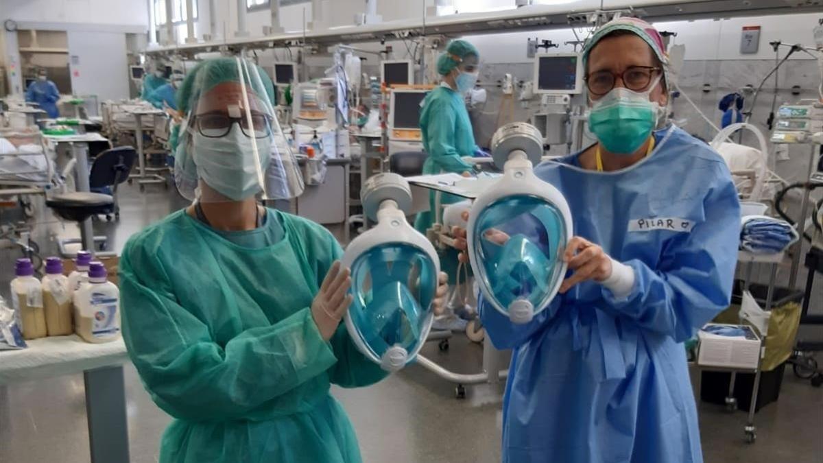 El Hospital de Sant Pau ha recibido las mascarillas adaptadas para proteger a los profesionales