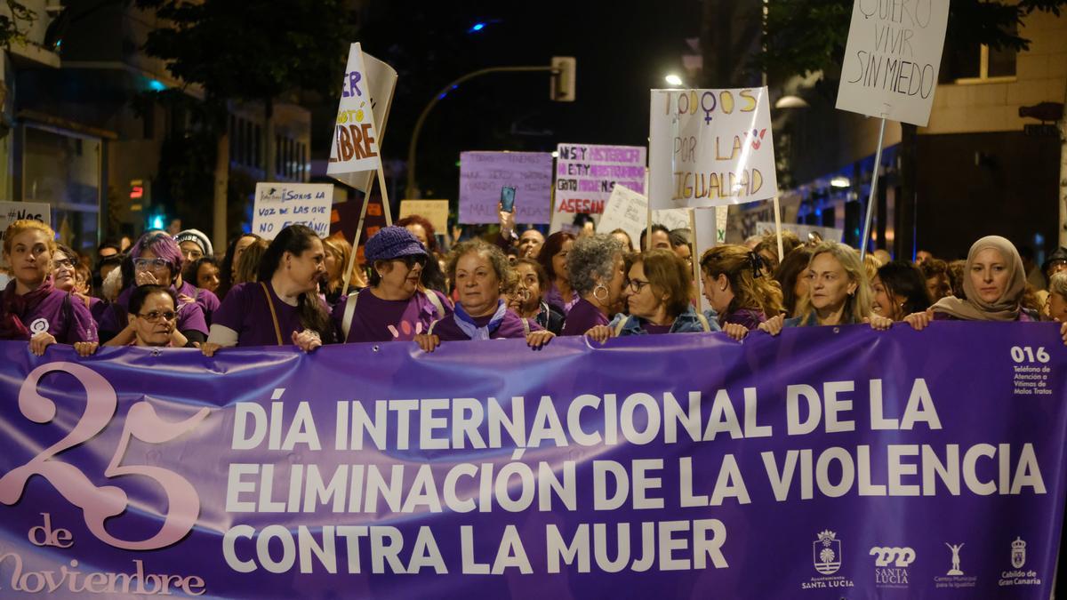 Manifestación por el 25N en Las Palmas de Gran Canaria.