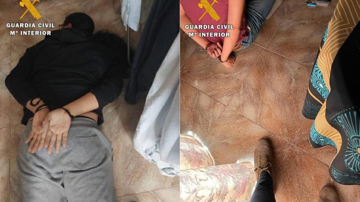 Momento de la detención de dos de los sospechosos.