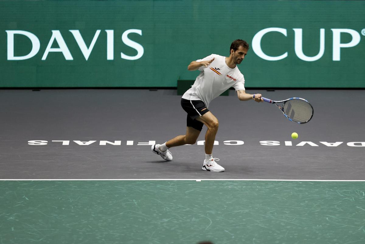 Entrenamiento del equipo español de la Copa Davis