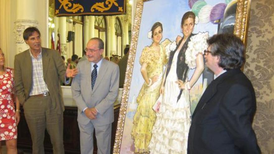 España, Caneda, De La Torre, Junto A La Obra Y Su Autor.    José Rando Soto es el autor del cartel, que se inspira en &quot;la mujer malagueña, con esa belleza que la caracteriza&quot;