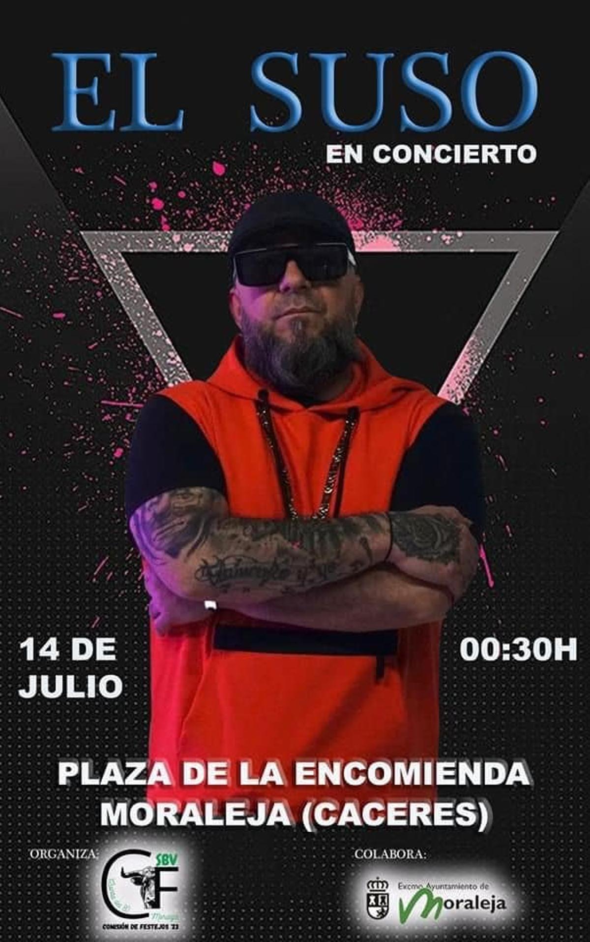 El Suso, en concierto, el 14 de julio en Moraleja.