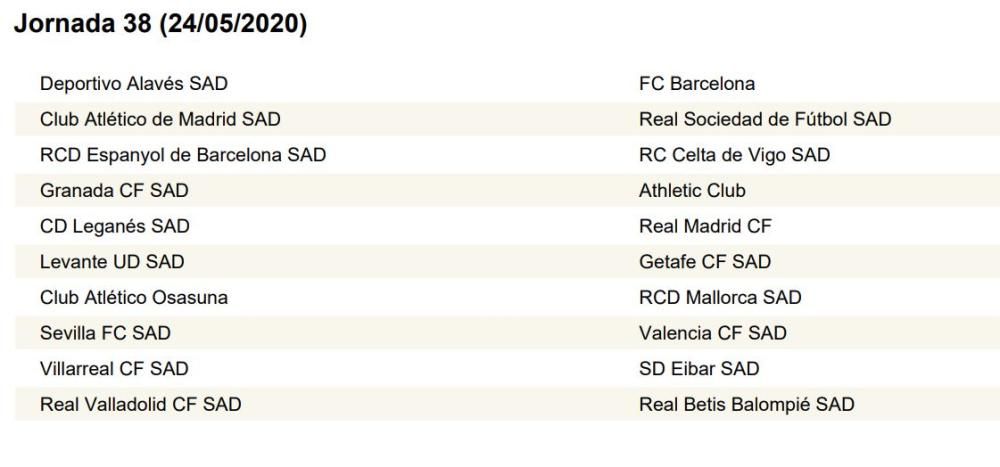 Calendario de LaLiga completo: Valencia CF; Levante UD, Villarreal...