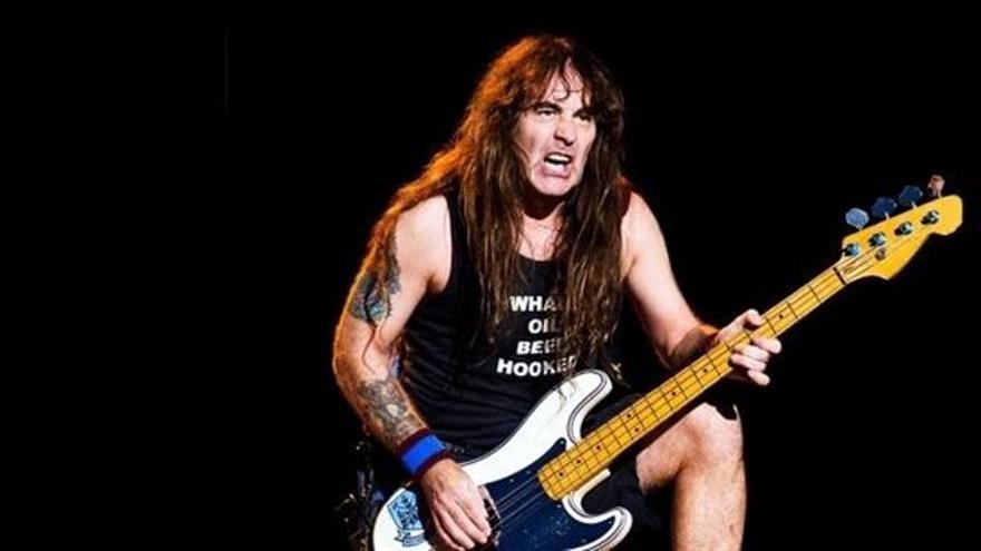 Steve Harris en un concierto de Iron Maiden