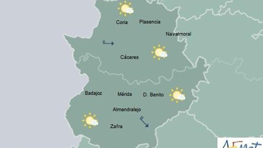 Cielo con intervalos nubosos y temperaturas mínimas en ligero descenso