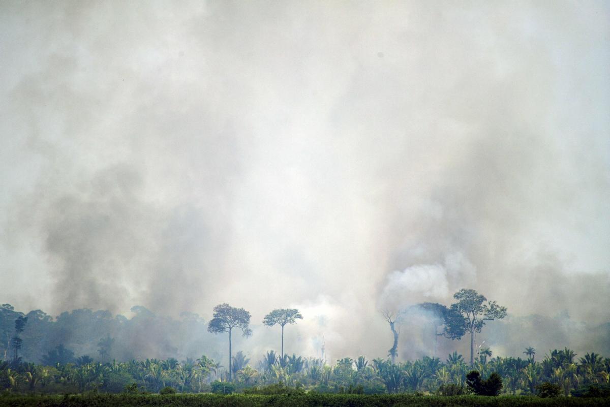 Vista aérea de una zona quemada en la selva amazónica en el Parque Nacional de Mapinguari National, en Porto Velho, en la frontera entre los estados de Rondonia y Amazonas, en el norte de Brasil, el 1 de septiembre del 2022.