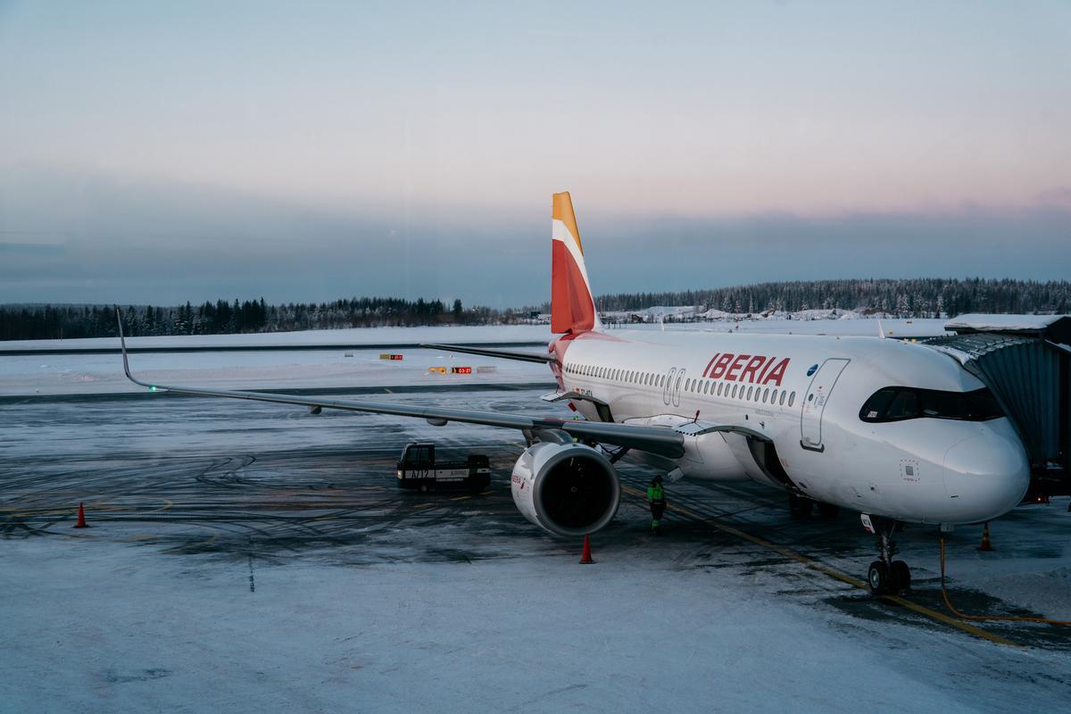 Avión de Iberia que realiza la ruta entre Madrid y Rovaniemi, la capital de Laponia.