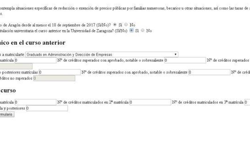 Aragón lanza un simulador online para calcular la matricula universitaria